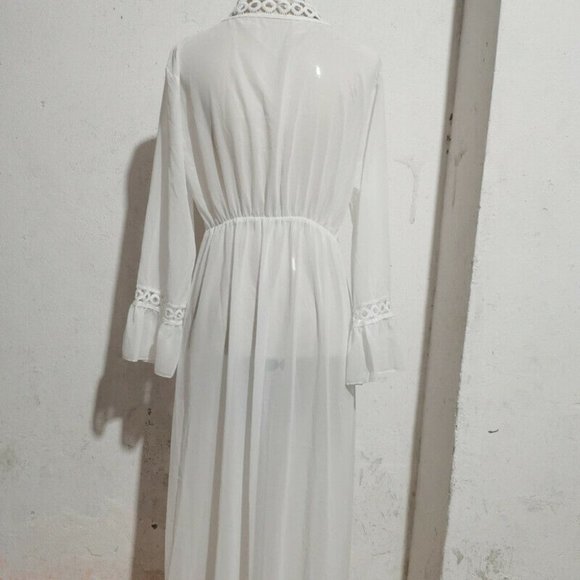 bohowhite crochet/lace detailed tie front kimono coverup - Picture 13 of 14